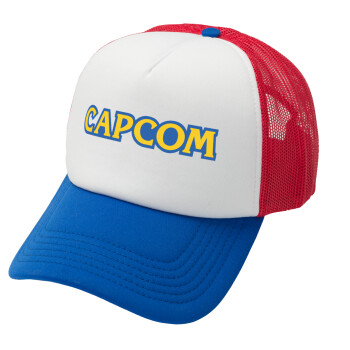 Capcom, Καπέλο Ενηλίκων Soft Trucker με Δίχτυ Red/Blue/White (POLYESTER, ΕΝΗΛΙΚΩΝ, UNISEX, ONE SIZE)