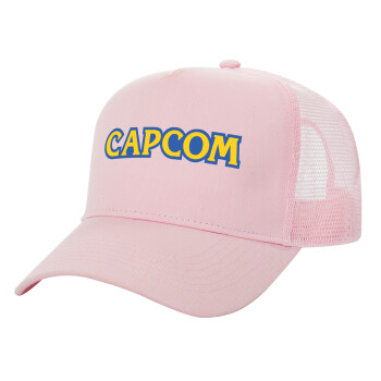 Capcom, Adult Structured Trucker Hat, with Mesh, PINK (100% COTTON, ADULT, UNISEX, ONE SIZE)