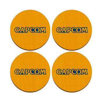 Capcom, ΣΕΤ x4 Σουβέρ ξύλινα στρογγυλά plywood (9cm)