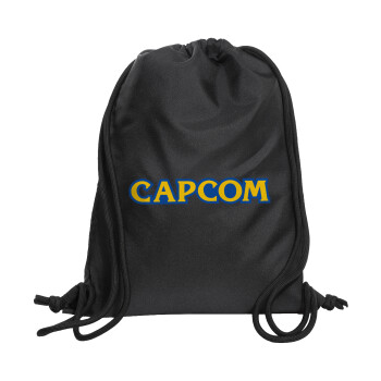 Capcom, Τσάντα πλάτης πουγκί GYMBAG Μαύρη, με τσέπη (40x48cm) & χονδρά κορδόνια