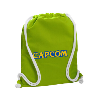 Capcom, Backpack bag GYMBAG LIME GREEN, with pocket (40x48cm) & thick cords