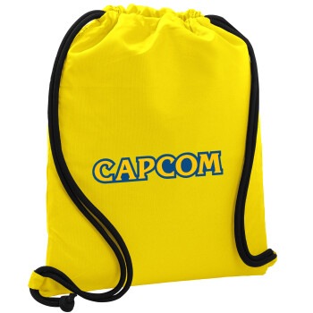 Capcom, Τσάντα πλάτης πουγκί GYMBAG Κίτρινη, με τσέπη (40x48cm) & χονδρά κορδόνια