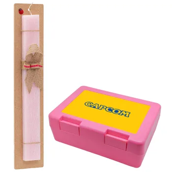 Capcom, Easter Set, children's snack container PINK & scented flat Easter candle (30cm) (PINK)