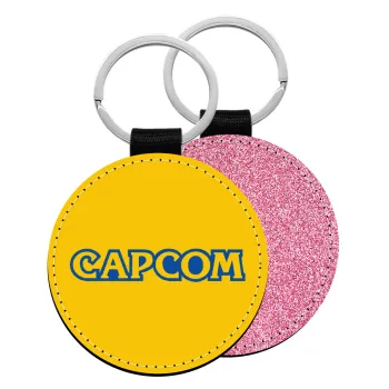 Capcom, Μπρελόκ Δερματίνη, στρογγυλό ΡΟΖ (5cm)