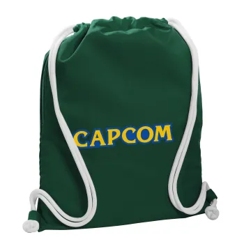 Capcom, Backpack pouch GYMBAG BOTTLE GREEN, with pocket (40x48cm) & thick white cords
