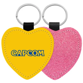 Capcom, Μπρελόκ PU δερμάτινο glitter καρδιά ΡΟΖ