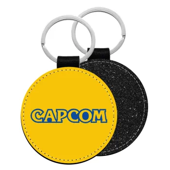 Capcom, Μπρελόκ Δερματίνη, στρογγυλό ΜΑΥΡΟ (5cm)