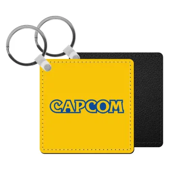 Capcom, Μπρελόκ Δερματίνη, τετράγωνο ΜΑΥΡΟ (5x5cm)