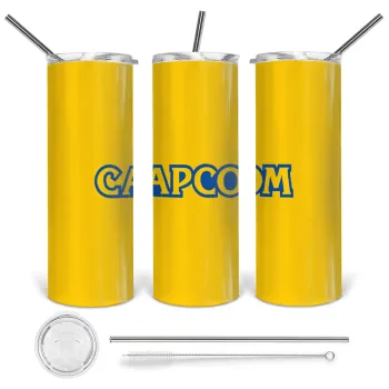 Capcom, Tumbler ποτήρι θερμό από ανοξείδωτο ατσάλι 600ml, με μεταλλικό καλαμάκι & βούρτσα καθαρισμού
