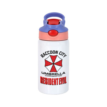 Resident Evil, Children's hot water bottle, stainless steel, with safety straw, pink/purple (350ml)
