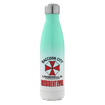 Resident Evil, Μεταλλικό παγούρι θερμός Πράσινο/Λευκό (Stainless steel), διπλού τοιχώματος, 500ml