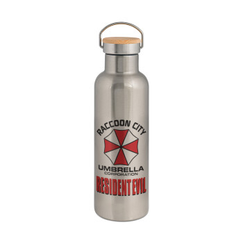 Resident Evil, Stainless steel Silver with wooden lid (bamboo), double wall, 750ml
