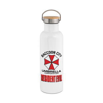 Resident Evil, Stainless steel White with wooden lid (bamboo), double wall, 750ml