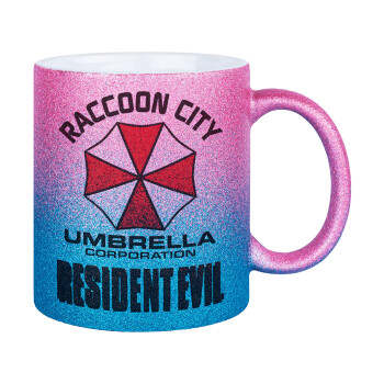 Resident Evil, Κούπα Χρυσή/Μπλε Glitter, κεραμική, 330ml