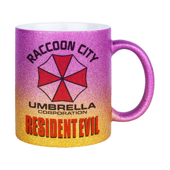 Resident Evil, Κούπα Χρυσή/Ροζ Glitter, κεραμική, 330ml