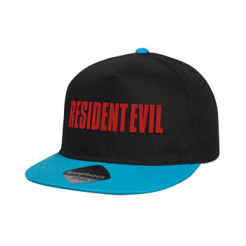 Resident Evil, Child's Flat Snapback Hat, Black/Blue (100% COTTON, CHILD, UNISEX, ONE SIZE)