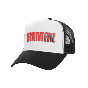 Resident Evil, Adult Structured Trucker Hat, with Mesh, WHITE/BLACK (100% COTTON, ADULT, UNISEX, ONE SIZE)
