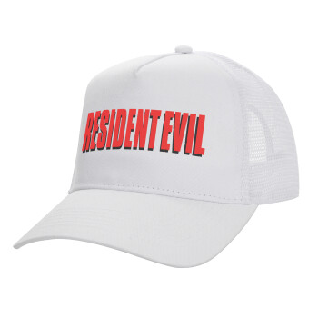 Resident Evil, Structured Trucker Adult Hat, with Mesh, WHITE (100% COTTON, ADULT, UNISEX, ONE SIZE)