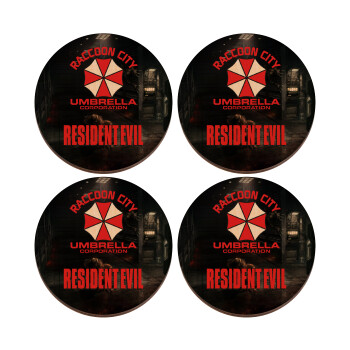 Resident Evil, ΣΕΤ x4 Σουβέρ ξύλινα στρογγυλά plywood (9cm)