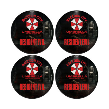 Resident Evil, SET of 4 round wooden coasters (9cm)