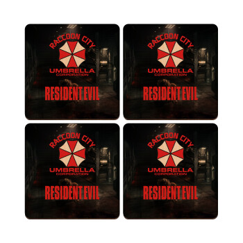 Resident Evil, ΣΕΤ x4 Σουβέρ ξύλινα τετράγωνα plywood (9cm)