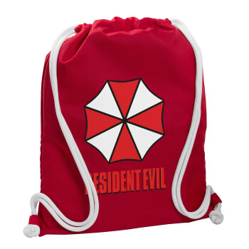 Resident Evil, Τσάντα πλάτης πουγκί GYMBAG Κόκκινη, με τσέπη (40x48cm) & χονδρά κορδόνια