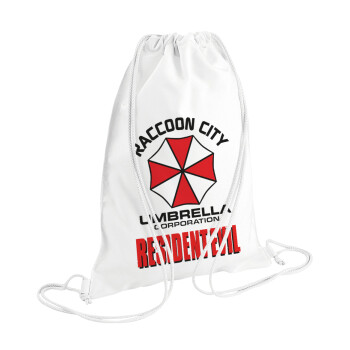 Resident Evil, Τσάντα πλάτης πουγκί GYMBAG λευκή (28x40cm)