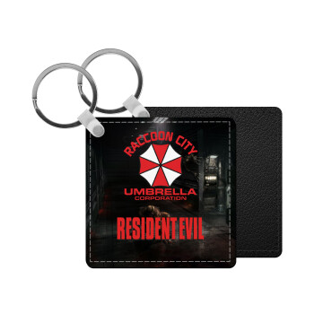 Resident Evil, Μπρελόκ Δερματίνη, τετράγωνο ΜΑΥΡΟ (5x5cm)