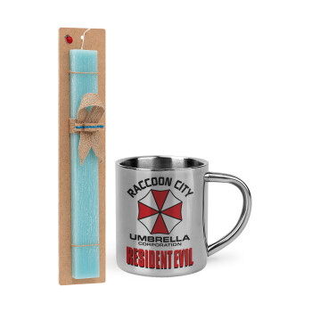 Resident Evil, Easter Set, metallic thermal cup (300ml) & aromatic flat Easter candle (30cm) (TURQUOISE)