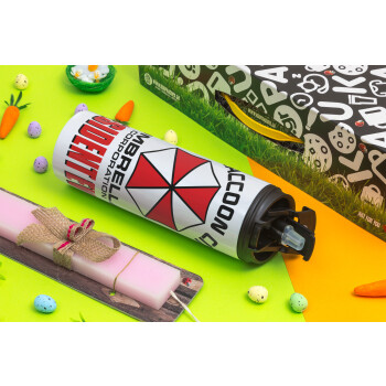 Resident Evil, Easter candle,Travel Tumbler 2 Lids, with metal straw & cleaning brush & aromatic flat candle (30cm) (PINK)