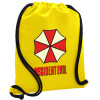 Τσάντα πλάτης πουγκί GYMBAG Κίτρινη, με τσέπη (40x48cm) & χονδρά κορδόνια