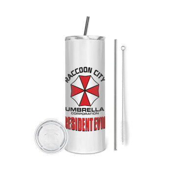 Resident Evil, Eco friendly stainless steel tumbler 600ml, with metal straw & cleaning brush