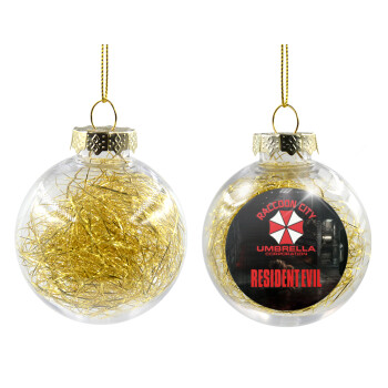 Resident Evil, Χριστουγεννιάτικη μπάλα δένδρου διάφανη με χρυσό γέμισμα 8cm