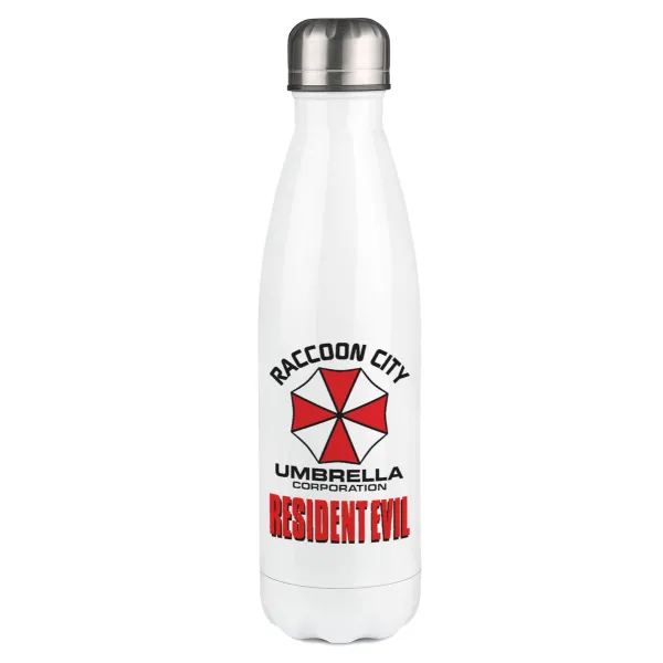 Resident Evil — Μεταλλικό παγούρι θερμός Λευκό (Stainless steel), διπλού τοιχώματος, 500ml