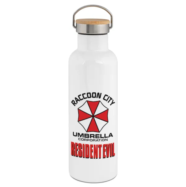 Resident Evil — Stainless steel White with wooden lid (bamboo), double wall, 750ml