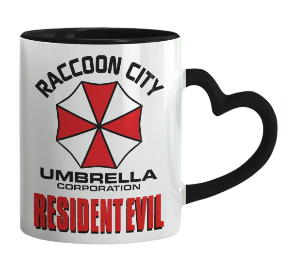 Resident Evil — Κούπα καρδιά χερούλι μαύρη, κεραμική, 330ml