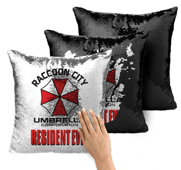 Resident Evil — Magic sofa cushion with black sequins, 40x40cm, filling included