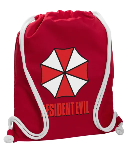 Resident Evil — Backpack pouch GYMBAG Red, with pocket (40x48cm) & thick cords
