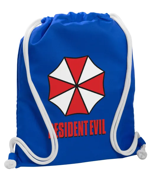 Resident Evil — Backpack pouch GYMBAG Blue, with pocket (40x48cm) & thick cords