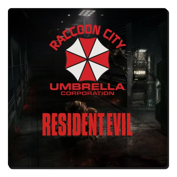 Resident Evil — Square wooden magnet, 6x6cm