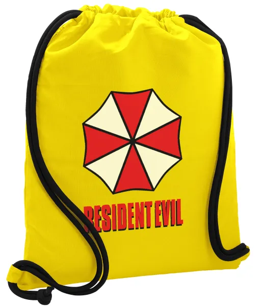 Resident Evil — Τσάντα πλάτης πουγκί GYMBAG Κίτρινη, με τσέπη (40x48cm) & χονδρά κορδόνια