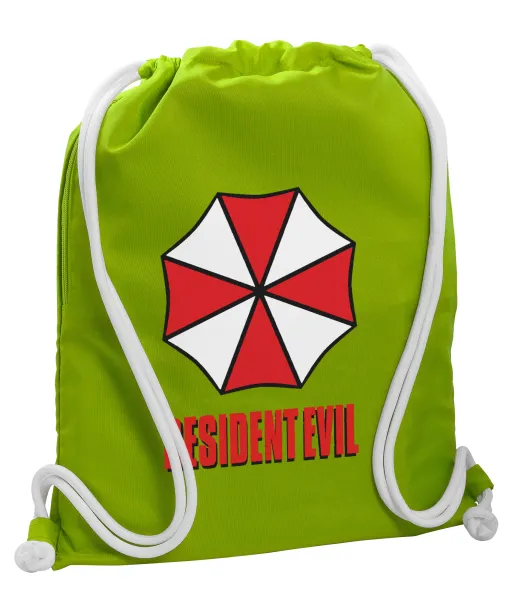Resident Evil — Backpack bag GYMBAG LIME GREEN, with pocket (40x48cm) & thick cords