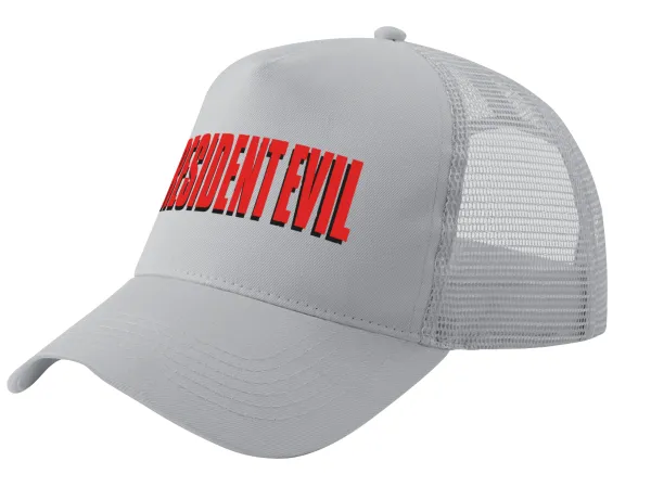 Resident Evil — Adult Structured Trucker Hat, with Mesh, GRAY (100% COTTON, ADULT, UNISEX, ONE SIZE)