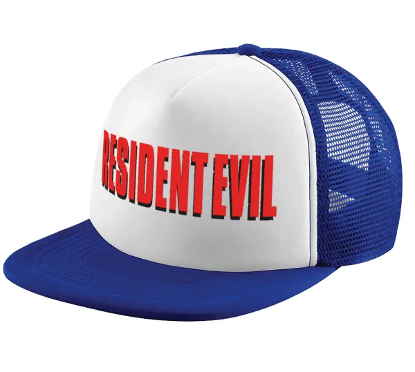 Resident Evil — Adult Soft Trucker Hat with Blue/White Mesh (POLYESTER, ADULT, UNISEX, ONE SIZE)