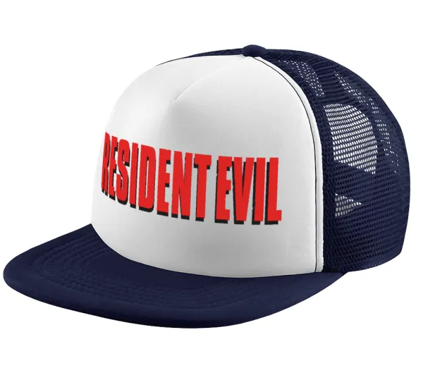 Resident Evil — Adult Soft Trucker Hat with Dark Blue/White Mesh (POLYESTER, ADULT, UNISEX, ONE SIZE)