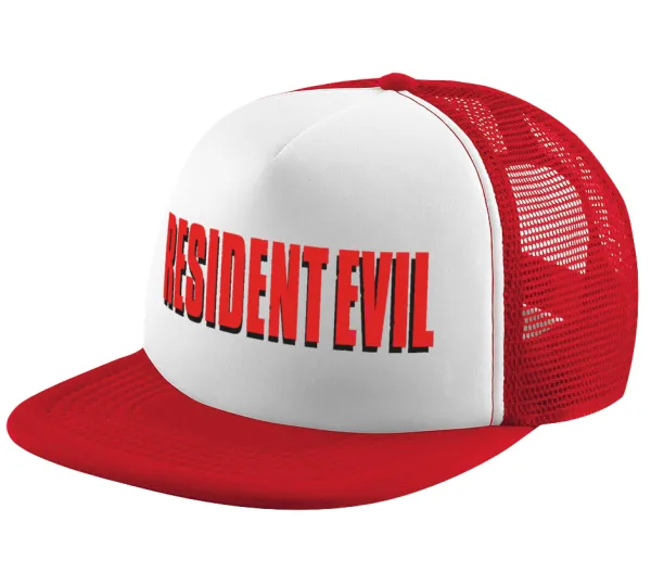 Resident Evil — Adult Soft Trucker Hat with Red/White Mesh (POLYESTER, ADULT, UNISEX, ONE SIZE)