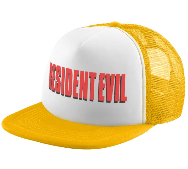 Resident Evil — Adult Soft Trucker Hat with Yellow/White Mesh (POLYESTER, ADULT, UNISEX, ONE SIZE)