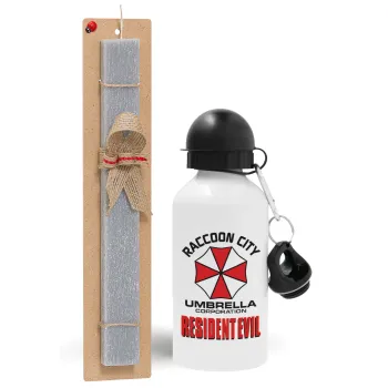Resident Evil, Easter Set, metallic aluminum water bottle (500ml) & aromatic flat Easter candle (30cm) (GRAY)