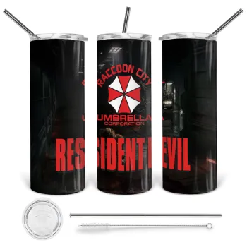 Resident Evil, Tumbler stainless steel 600ml, with metal straw & cleaning brush