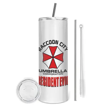 Resident Evil, Tumbler stainless steel 600ml, with metal straw & cleaning brush